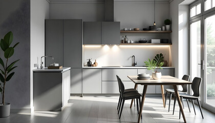 Scandinavian kitchen interior minimal design concept