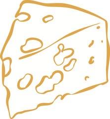 Cheese Slice &ndash; Hand-Drawn Yellow Minimal Line Art Illustration