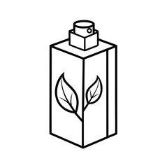 Clean black outline vector illustration of an organic body lotion box