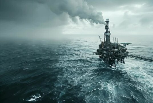 Oil drilling rig in the sea.