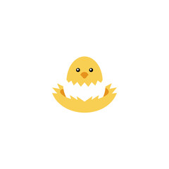 Fototapeta premium chick hatching from speckled egg on straw nest