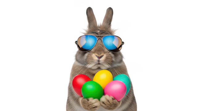 Cool Easter Bunny With Colorful Eggs