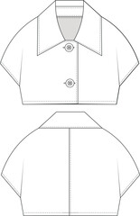 collared buttoned sleeveless drop shoulder loose slouchy cropped crop jacket vest waistcoat template technical drawing flat sketch cad mockup fashion woman design style model 
