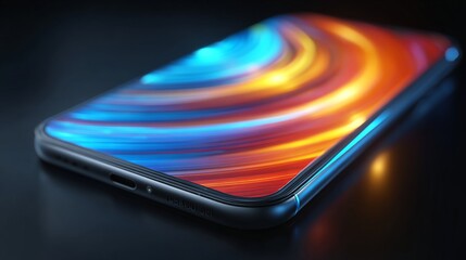 Smartphone Abstract Display: A close-up shot showcases a smartphone with an abstract display, capturing the essence of modern technology and digital artistry.