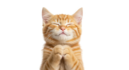 Obraz premium Cute Ginger Kitten Praying Paws