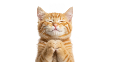 Cute Ginger Kitten Praying Paws