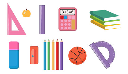 School supplies seamless border pattern. Back to school concept design pattern. Isolated on white background