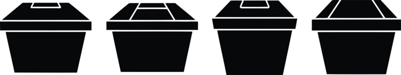 Fototapeta premium Takeout Box Silhouette Icon Vector Set - Convenient Food Packaging