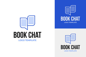 Book with chat logo design template vector illustration