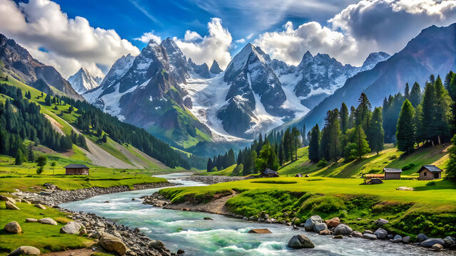 The renowned sonamarg valley destination in scenic mountains