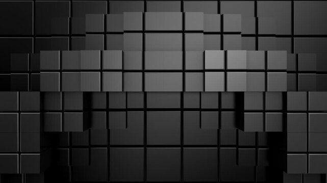 Cubes Form a Wave. Abstract motion, two color, 3d rendering, 4k resolution
