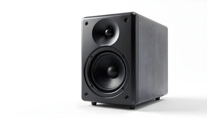 black audio high quality speaker isolated on white background