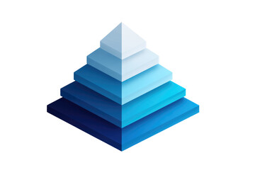 Pyramid graphic with layered, gradient blue shades