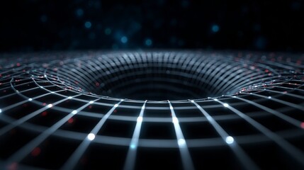 Cosmic Convergence: A digitally rendered depiction of a black hole, showcasing the mesmerizing curvature of space-time. 