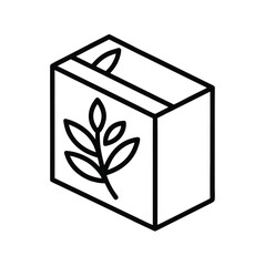 Clean black outline of an organic shampoo bar box on a white background