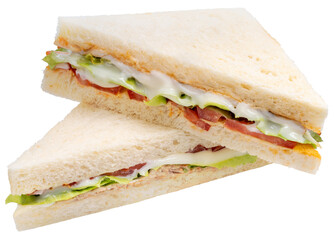 Bread Sandwich Recipes isolated on white background, Sandwich on white, with Clipping path, High resolution photography PNG File.