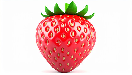 Strawberry 3D Icon – Glossy Minimal Emoji Style