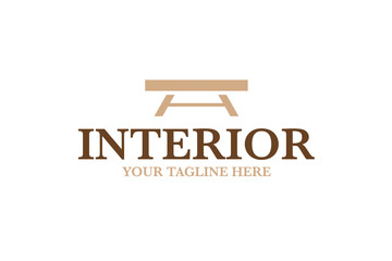Minimalist interior table logo design template vector illustration