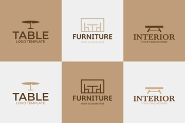 Set collection of furniture table logo design template vector illustration