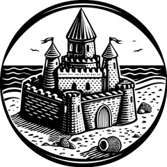 sand castle (linocut style)