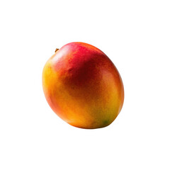 A vibrant ripe mango with red and yellow hues isolated on transparent background