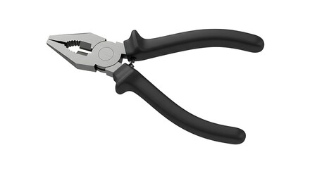 Obraz premium Black Pliers with Rubber Handles on White Background for Tool and Hardware Use