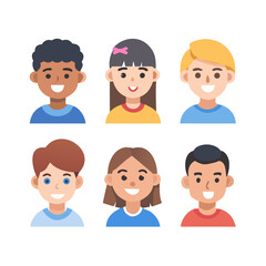 Cheerful young people avatar collection. User faces.
