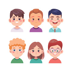 Cheerful young people avatar collection. User faces.
