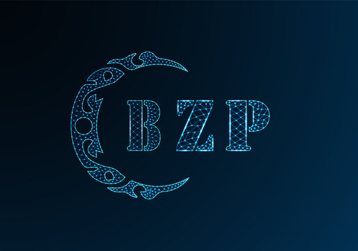 Low poly letter logo BZP design. BZP letter logo low poly vector design on blue color gradient background. BZP logo low poly design