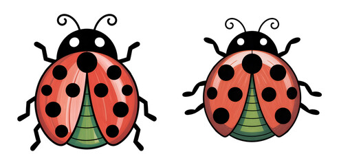 Naklejka premium ladybugs : cartoon color pencil illustration isolated on white background