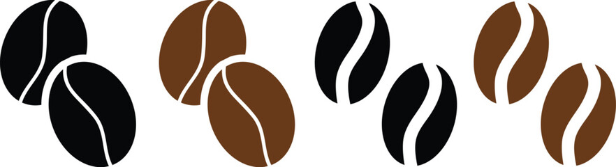 Coffee bean set. Coffee icon Thin line. Vector illustration
