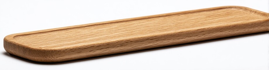Naklejka premium Wooden tray on white background, ideal for home decor