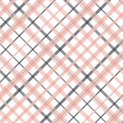 Diagonal Plaid in Blush and Gray