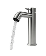 Stainless steel faucet with flowing water (1)
