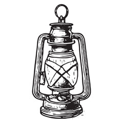 Hand-Drawn Oil Lamp Sketch Icon for Vintage Cafe Decor