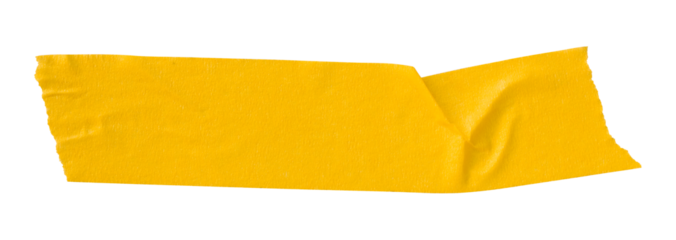 yellow crumpled torn tape isolated on transparent background