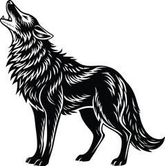 Obraz premium Howling Wolf Silhouettes & Logos - Forest & Moon Designs
