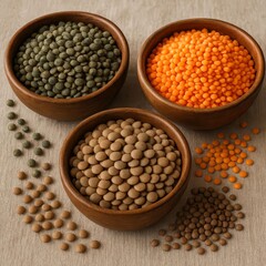 Fototapeta premium Nourishing Lentils for a Healthy Diet and Vibrant Lifestyle, Ready for Recipes, Food Blogs and Nutrition Marketing Campaigns