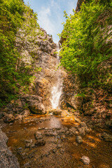 Hiking in Canyon in Prosiecka Valley near Kvacianska valley in Liptov region in northern Slovakia