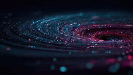 Abstract swirling vortex of glowing particles