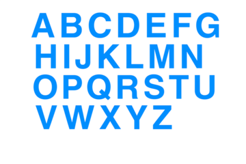 Blue 3D Alphabet Letters A to Z Isolated on Black Background