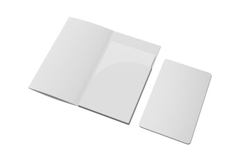 High Angle View of Blank Folding Key Card, 3D Illustration