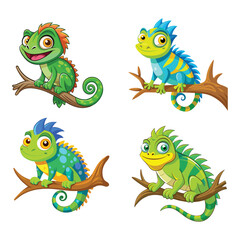 Obraz premium A drawing of a funny vector Iguana illustration