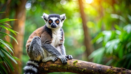 Ring-tailed lemur in a forest