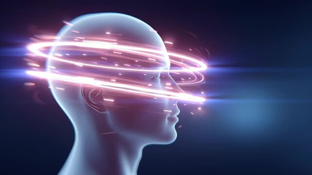 An image of a head surrounded by swirling waves or effects, symbolizing repetitive thoughts and being stuck in a mental loop.