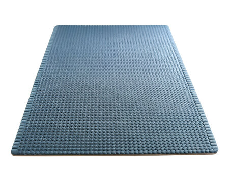 A blue textured exercise mat isolated on a transparent background
