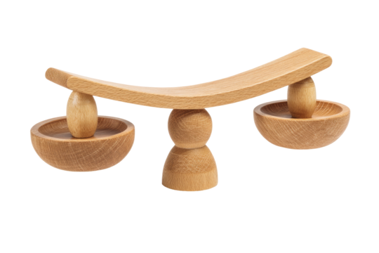 Light wooden balance scale, simple design
