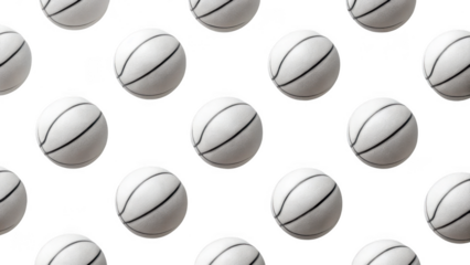 Pattern of american footballs with white leather and black stripes isolated on transparent background