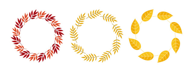 Autumn wreath design with yellow and orange leaves, seasonal decor