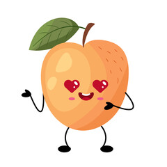 Peach Fruit Vector Illustration. Fruit Icon Concept Isolated. Flat Cartoon Style Suitable for Web Landing Page, Banner, Flyer, Sticker, Card